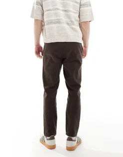 ONLY & SONS Linen Mix Cropped Trouser In Brown For Men Demitasse -Modern Clothing Shop 207918231 4