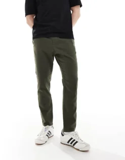 ONLY & SONS Linen Mix Cropped Trouser In Dark Khaki For Men Olive Night