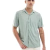 ONLY & SONS Short Sleeve Resort Shirt In Sage Green For Men Iceberg Green