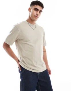 ONLY & SONS Distressed T-shirt In Cream For Men String -Modern Clothing Shop 207918274 1 string 1