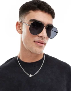 ONLY & SONS Aviator Sunglasses In Black For Men -Modern Clothing Shop 207918320 1 black 1