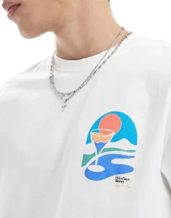 ONLY & SONS Relaxed Fit T-shirt With Palm Back Print In White For Men Cloud Dancer -Modern Clothing Shop 207921914 4