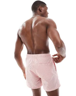 ONLY & SONS Seersucker Swim Shorts In Coral For Men Porcelain Rose -Modern Clothing Shop 207922112 4