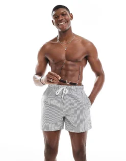 ONLY & SONS Seersucker Swim Shorts In Dark Khaki For Men Kambaba -Modern Clothing Shop 207922155 1 kambaba 1