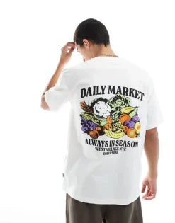 ONLY & SONS Relaxed Fit T-shirt With Daily Market Textured Back Print In White For Men Cloud Dancer -Modern Clothing Shop 207922269 4