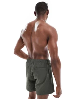 ONLY & SONS Seersucker Swim Shorts In Dark Green For Men Kambaba -Modern Clothing Shop 207922310 4