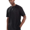 ONLY & SONS Plisse Relaxed T-shirt Co-ord In Black For Men