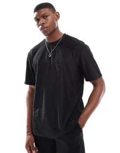 ONLY & SONS Plisse Relaxed T-shirt Co-ord In Black For Men