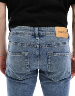 ONLY & SONS Skinny Fit Jeans In Light Blue Wash For Men -Modern Clothing Shop 208038791 5