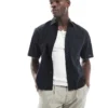 ONLY & SONS Boxy Fit Linen Mix Shirt In Black For Men
