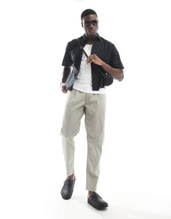 ONLY & SONS Boxy Fit Linen Mix Shirt In Black For Men -Modern Clothing Shop 208193560 4