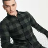 Only & Sons Buffalo Check Slim Fit Shirt In Khaki For Men Forest Night