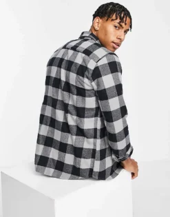 Only & Sons Buffalo Check Slim Fit Shirt In Grey For Men Griffin -Modern Clothing Shop 24139917 3